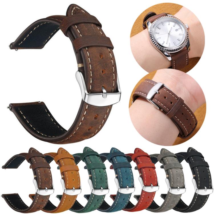 Cinturino per orologio xDfind Retro Crazy Horse Texture in pelle con motivo a cavallo incrociato, 20mm, 22mm