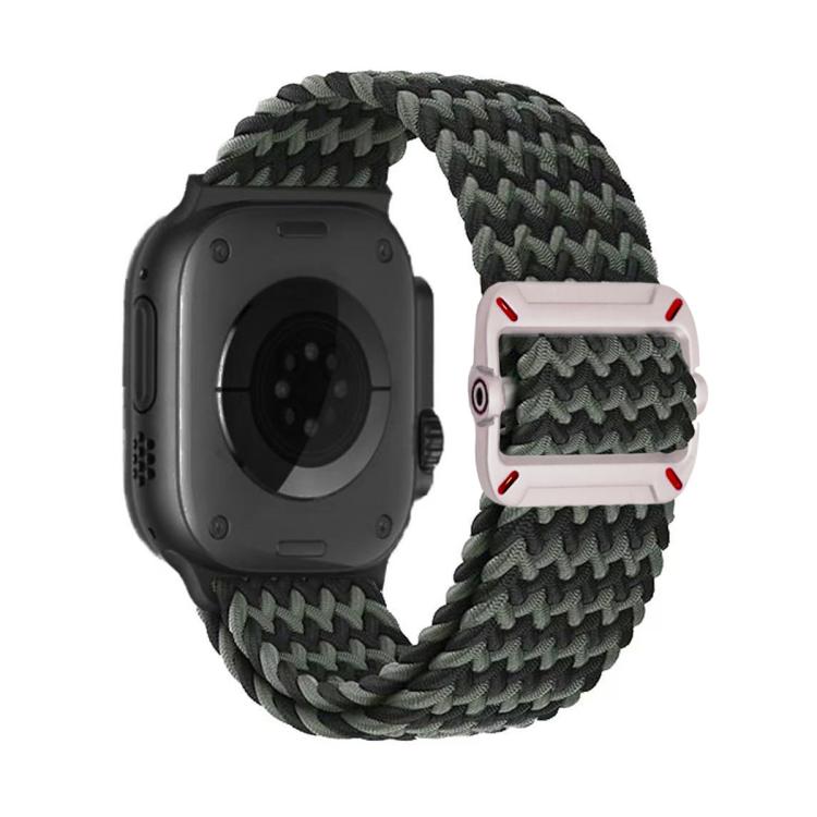 Cinturino per orologio in nylon intrecciato con fibbia meccanica a doppio anello., For Apple Watch 46mm / 49mm / 45mm / 44mm