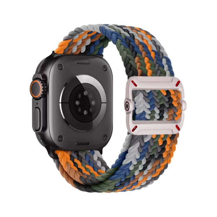 Cinturino per orologio in nylon intrecciato con fibbia meccanica a doppio anello., For Apple Watch 46mm / 49mm / 45mm / 44mm