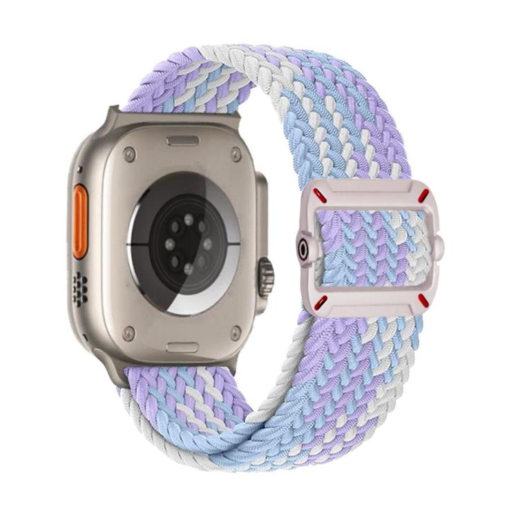 Cinturino per orologio in nylon intrecciato con fibbia meccanica a doppio anello., For Apple Watch 46mm / 49mm / 45mm / 44mm