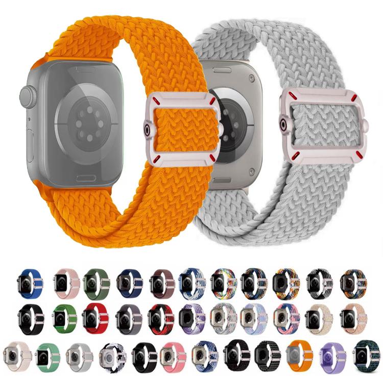 Cinturino per orologio in nylon intrecciato con fibbia meccanica a doppio anello., For Apple Watch 46mm / 49mm / 45mm / 44mm
