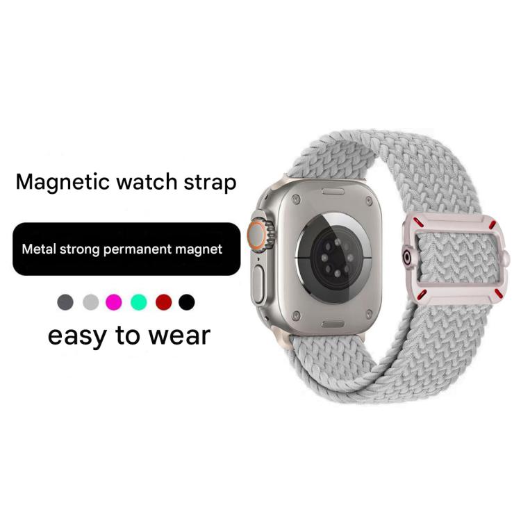 Cinturino per orologio in nylon intrecciato con fibbia meccanica a doppio anello., For Apple Watch 46mm / 49mm / 45mm / 44mm