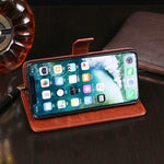 Custodia portafoglio in pelle orizzontale per iPhone XS