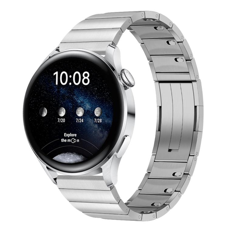 Cinturino per orologio in acciaio inossidabile con fibbia a sgancio laterale e una sola perlina, 22mm