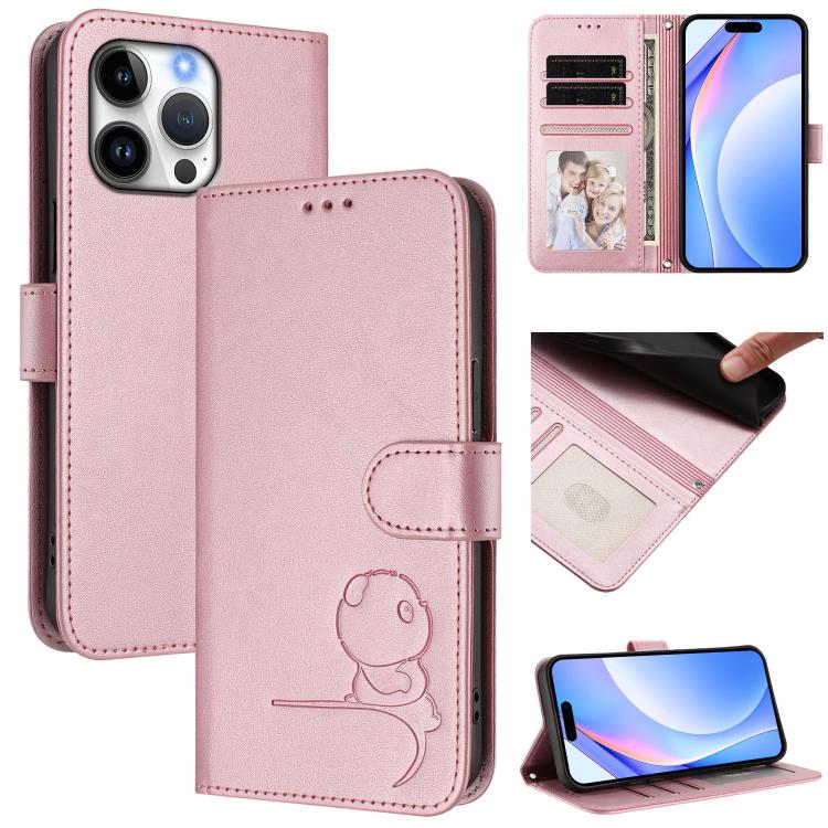 Custodia per telefono in pelle con logo Litter Panda in rilievo e protezione RFID, completa di cordino., For iPhone Air, For iPhone 16 Pro Max, For iPhone 16 Pro, For iPhone 16 Plus