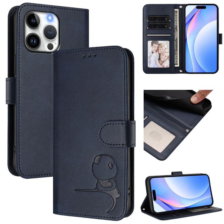 Custodia per telefono in pelle con logo Litter Panda in rilievo e protezione RFID, completa di cordino., For iPhone Air, For iPhone 16 Pro Max, For iPhone 16 Pro, For iPhone 16 Plus