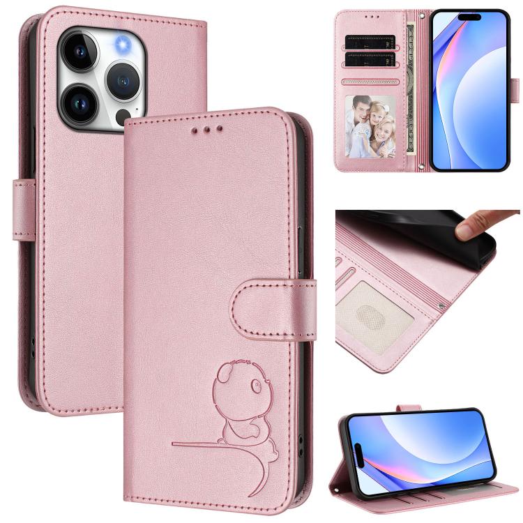 Custodia per telefono in pelle con logo Litter Panda in rilievo e protezione RFID, completa di cordino., For iPhone Air, For iPhone 16 Pro Max, For iPhone 16 Pro, For iPhone 16 Plus