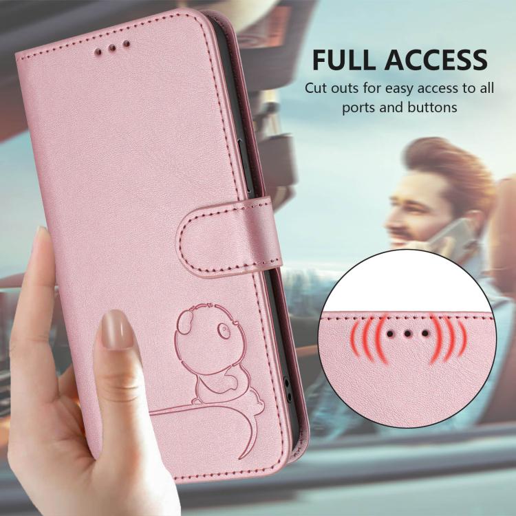 Custodia per telefono in pelle con logo Litter Panda in rilievo e protezione RFID, completa di cordino., For iPhone Air, For iPhone 16 Pro Max, For iPhone 16 Pro, For iPhone 16 Plus