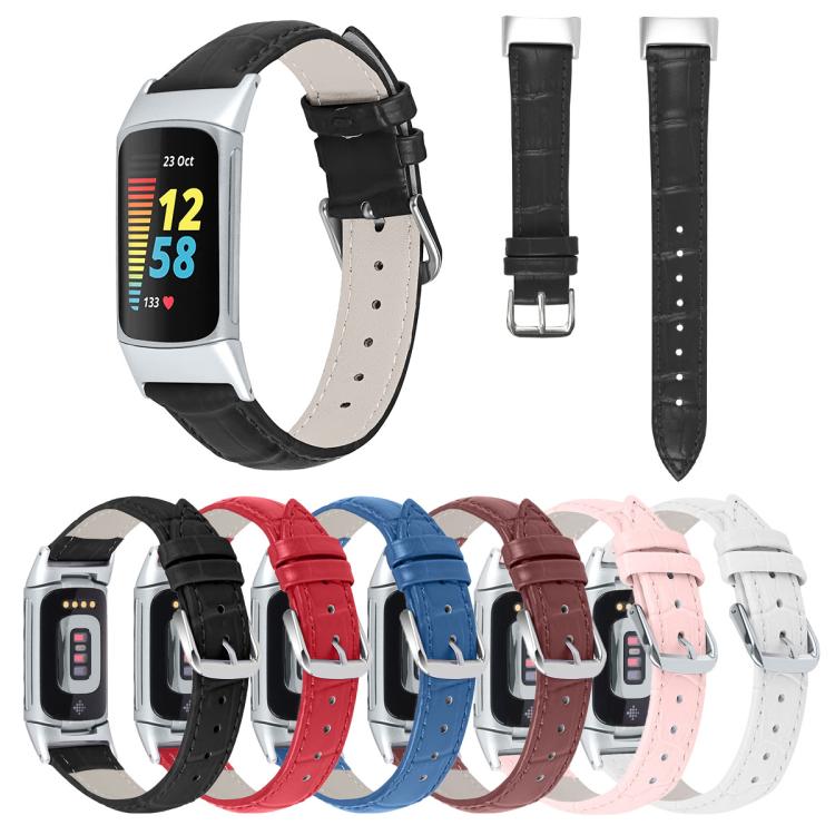 Cinturino per orologio in pelle con fibbia ad ardiglione e texture di bambù xDfind, For Fitbit Charge 6 / 5 18mm, For Fitbit Inspire 3 12mm, For Fitbit Versa 4 / 3 / Sense2 / 1 20mm, For Fitbit Luxe / Special Edition 12mm