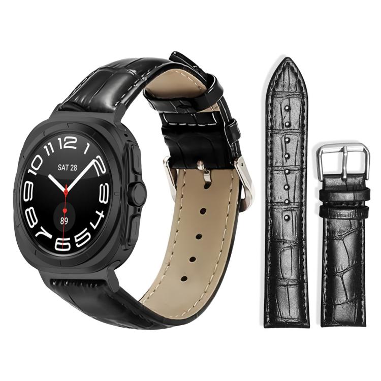 Cinturino per orologio in pelle con fibbia ad ardiglione e texture di bambù xDfind, For Samsung Galaxy Watch Ultra / Ultra 2025 22mm, For Samsung Galaxy Watch8 / Wacth8 Classic 22mm, For Samsung Galaxy Watch7 / FE / 6 / 5 / 4 20mm                      ...