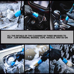 Set 3 spazzole per pulizia auto con setole morbide