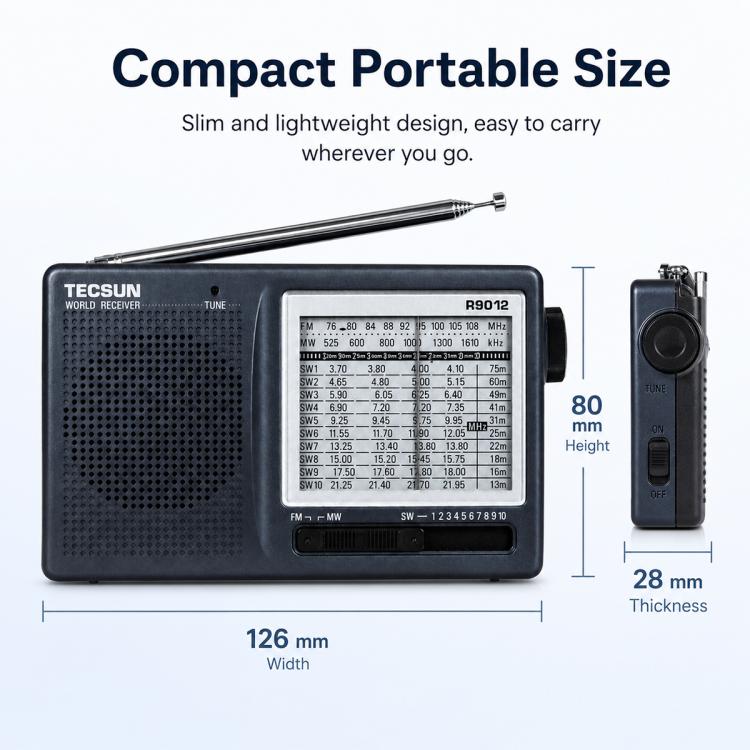 Radio FM portatile a banda completa Tecsun R-9012, R-9012