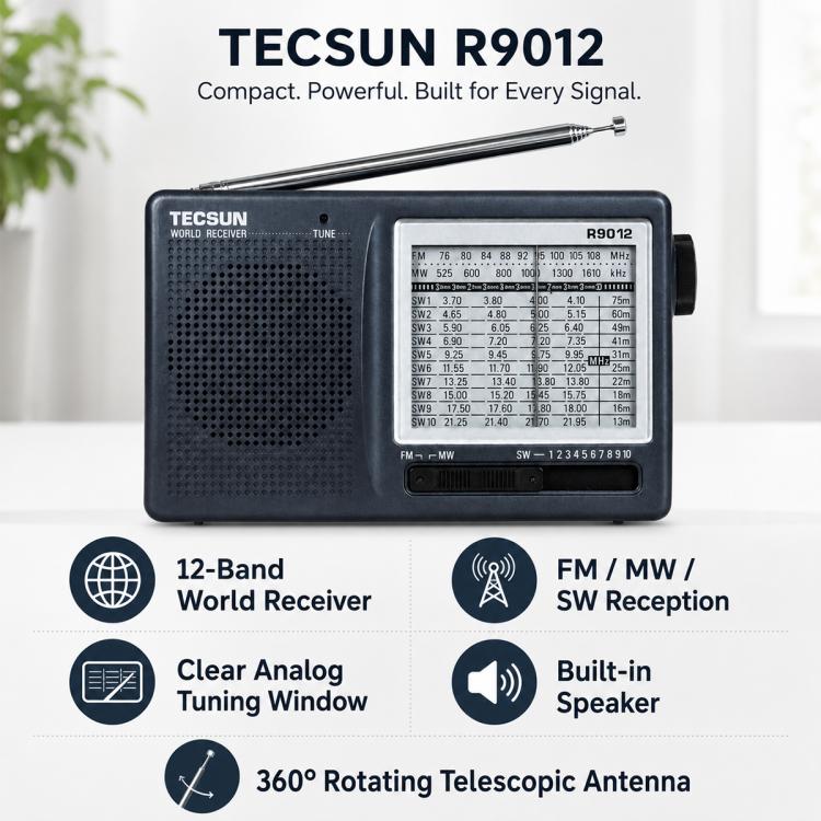 Radio FM portatile a banda completa Tecsun R-9012, R-9012