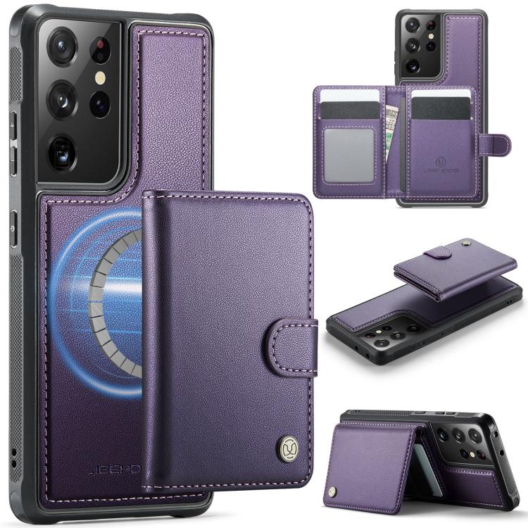 Portafoglio con fibbia in pelle con protezione MagSafe e RFID per Samsung Galaxy
