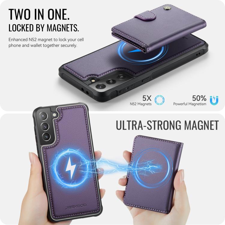 Portafoglio con fibbia in pelle con protezione MagSafe e RFID per Samsung Galaxy