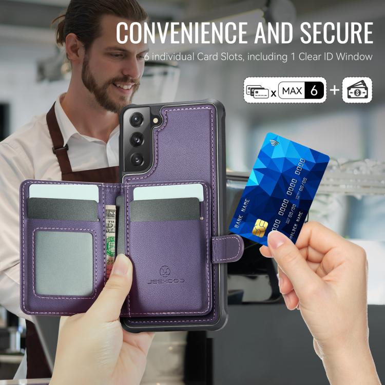 Portafoglio con fibbia in pelle con protezione MagSafe e RFID per Samsung Galaxy