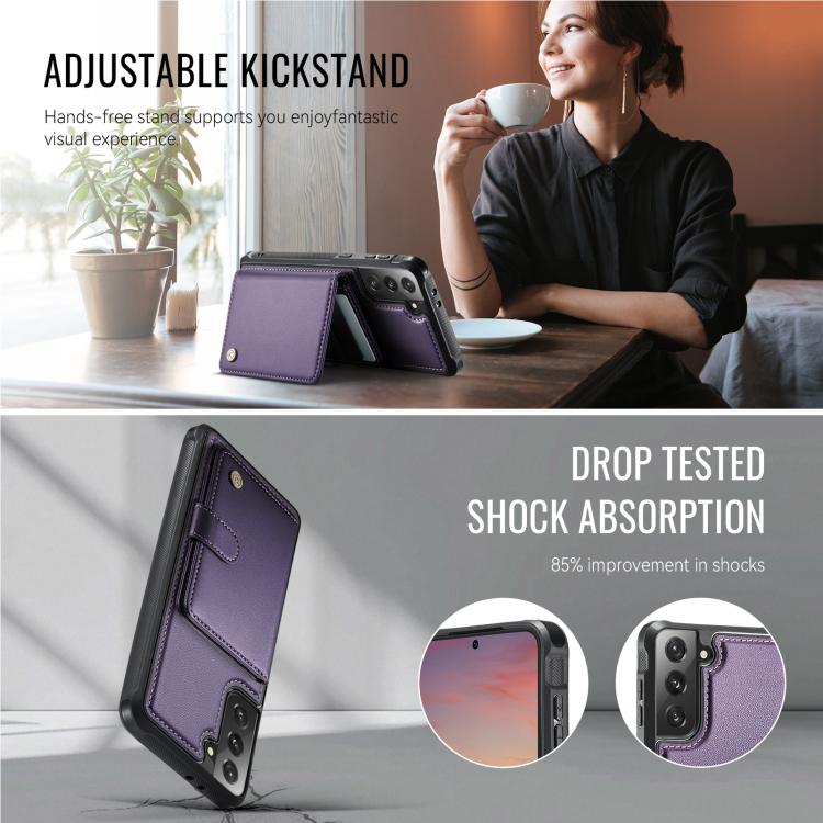 Portafoglio con fibbia in pelle con protezione MagSafe e RFID per Samsung Galaxy