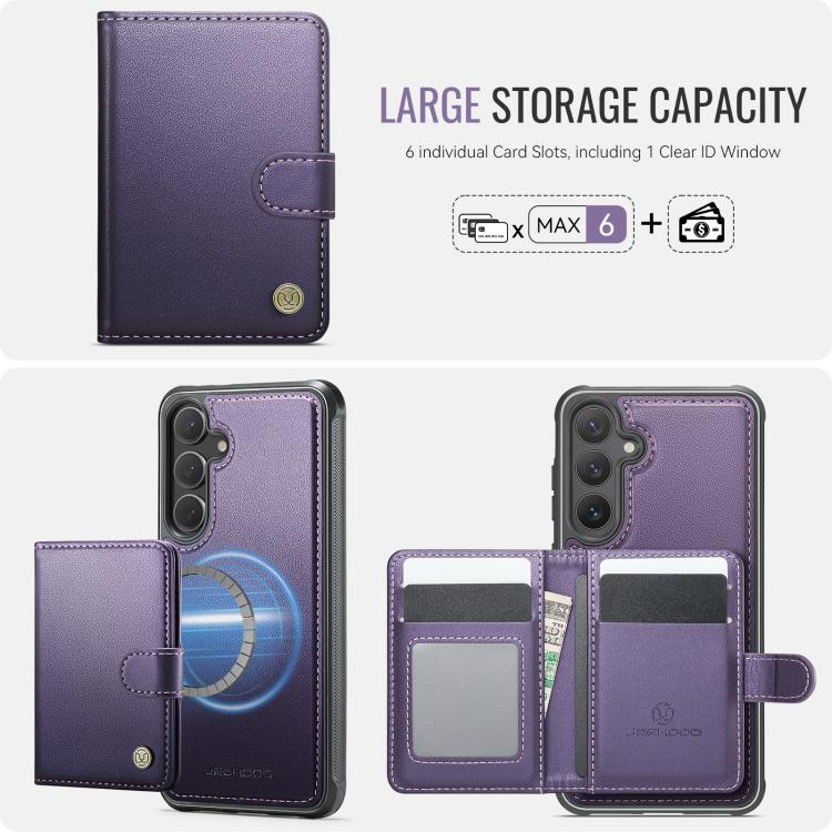 Custodia portafoglio in pelle con fibbia e protezione magnetica MagSafe per