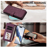 Portafoglio multi-carta con cerniera e motivo farfalla, amore e fiore, custodia per telefono in pelle, For iPhone 16 Pro, For iPhone 16 Plus, For iPhone 16