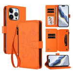 Portafoglio multi-carta con cerniera e motivo farfalla, amore e fiore, custodia per telefono in pelle, For iPhone 16 Pro, For iPhone 16 Plus, For iPhone 16