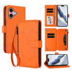 Portafoglio multi-carta con cerniera e motivo farfalla, amore e fiore, custodia per telefono in pelle, For iPhone 16 Pro, For iPhone 16 Plus, For iPhone 16