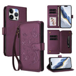 Portafoglio multi-carta con cerniera e motivo farfalla, amore e fiore, custodia per telefono in pelle, For iPhone 13 Pro Max, For iPhone 13 Pro, For iPhone 13 mini