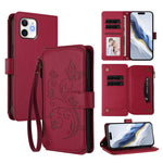 Portafoglio multi-carta con cerniera e motivo farfalla, amore e fiore, custodia per telefono in pelle, For iPhone 11 Pro Max, For iPhone 11, For iPhone 11 Pro