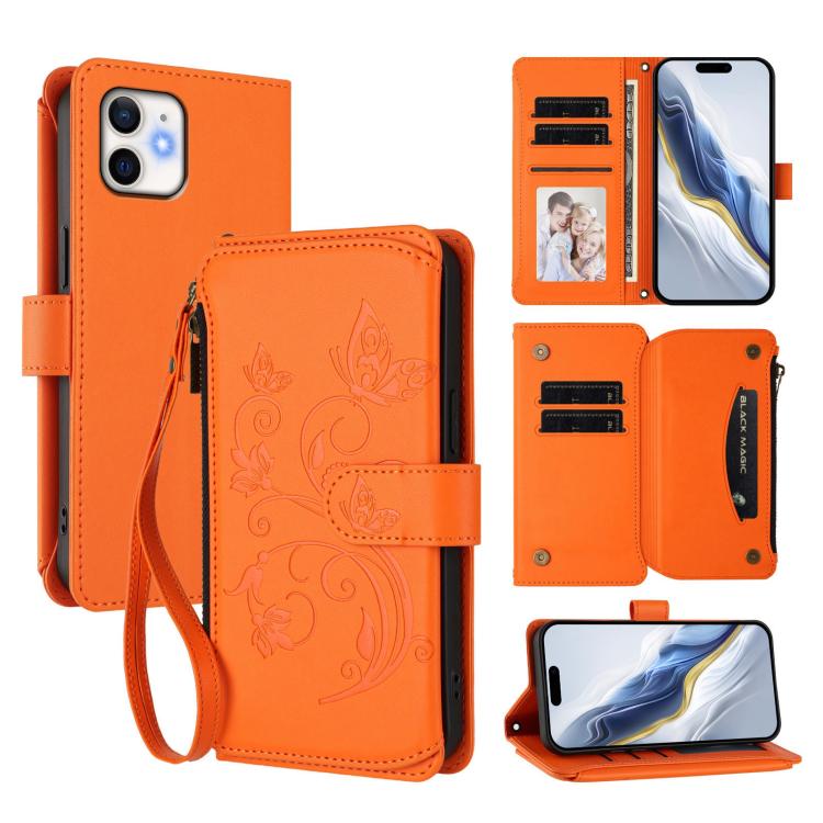 Portafoglio multi-carta con cerniera e motivo farfalla, amore e fiore, custodia per telefono in pelle, For iPhone 11 Pro Max, For iPhone 11, For iPhone 11 Pro