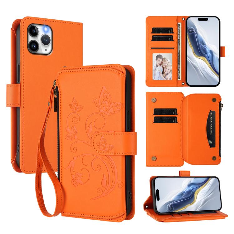 Portafoglio multi-carta con cerniera e motivo farfalla, amore e fiore, custodia per telefono in pelle, For iPhone 11 Pro Max, For iPhone 11, For iPhone 11 Pro