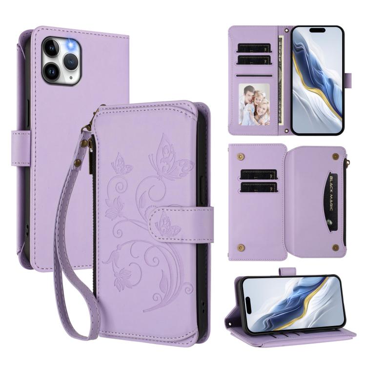 Portafoglio multi-carta con cerniera e motivo farfalla, amore e fiore, custodia per telefono in pelle, For iPhone 11 Pro Max, For iPhone 11, For iPhone 11 Pro