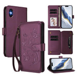 Portafoglio multi-carta con cerniera e motivo farfalla, amore e fiore, custodia per telefono in pelle, For iPhone X / XS, For iPhone XR, For iPhone XS Max