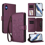 Portafoglio multi-carta con cerniera e motivo farfalla, amore e fiore, custodia per telefono in pelle, For iPhone X / XS, For iPhone XR, For iPhone XS Max