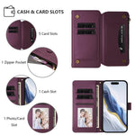 Portafoglio multi-carta con cerniera e motivo farfalla, amore e fiore, custodia per telefono in pelle, For iPhone 7 Plus / 8 Plus