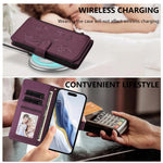 Portafoglio multi-carta con cerniera e motivo farfalla, amore e fiore, custodia per telefono in pelle, For iPhone 7 Plus / 8 Plus