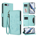 Portafoglio multi-carta con cerniera e motivo farfalla, amore e fiore, custodia per telefono in pelle, For iPhone 7 Plus / 8 Plus