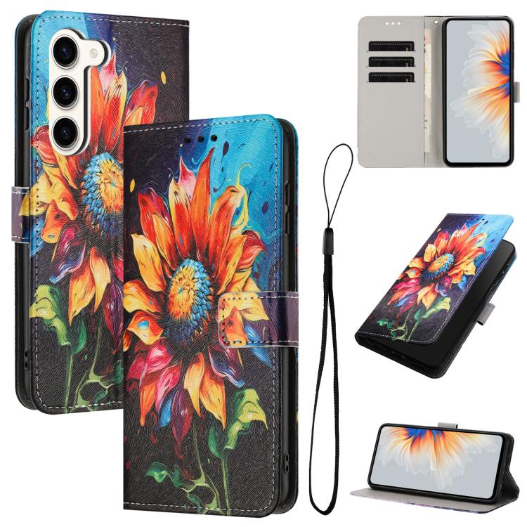 Custodia in pelle con motivo a colori per Samsung Galaxy S23 Ultra, S23+ e S23