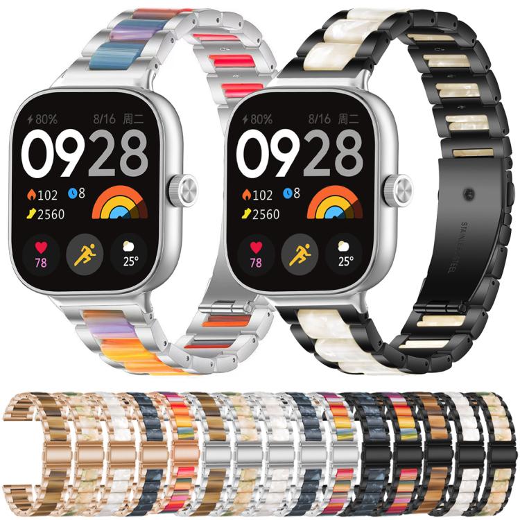 Cinturino per orologio xDfind con tre perline in metallo e resina, For Redmi Watch6/5/4/Xiaomi Band 9 Pro/8 Pro, For Xiaomi Smart Band 10 / 9 / 8