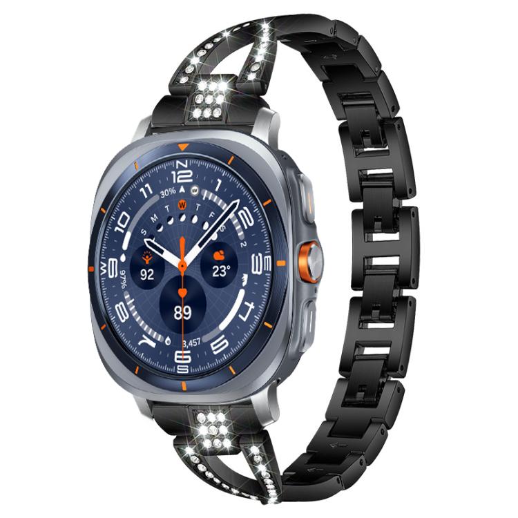 Cinturino per orologio xDfind in metallo con diamanti a fila singola a forma di X, For Samsung Galaxy Watch Ultra/Ultra 2025, For Samsung Galaxy Watch8 / 8 Classic, For Samsung Galaxy Watch 7 / 6 / 5 / FE