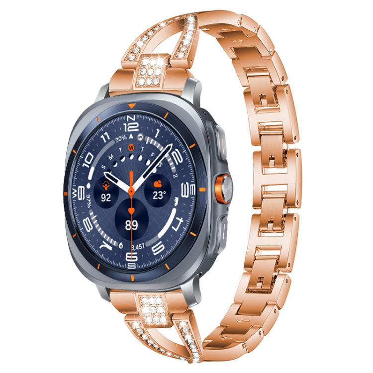 Cinturino per orologio xDfind in metallo con diamanti a fila singola a forma di X, For Samsung Galaxy Watch Ultra/Ultra 2025, For Samsung Galaxy Watch8 / 8 Classic, For Samsung Galaxy Watch 7 / 6 / 5 / FE