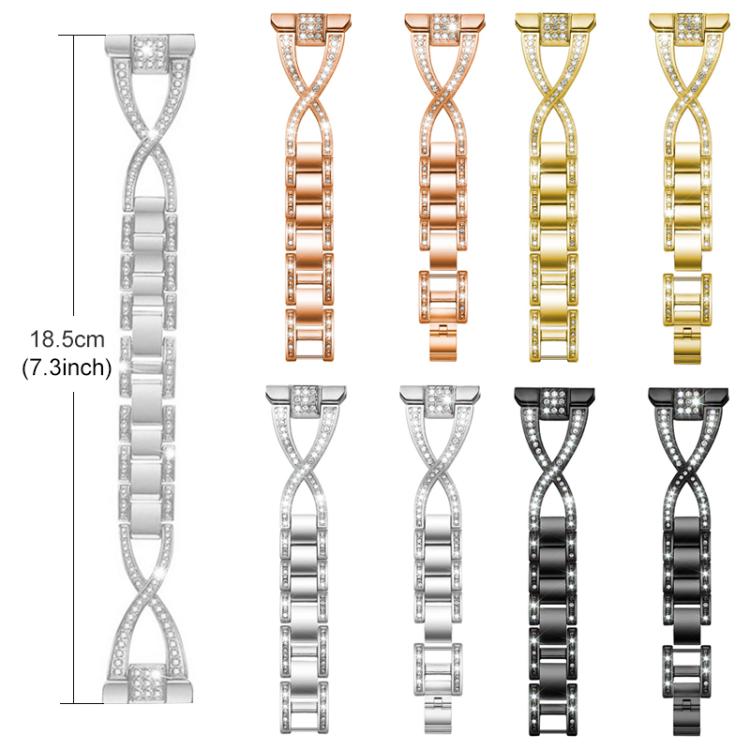 Cinturino per orologio xDfind in metallo con diamanti a fila singola a forma di X, For Xiaomi Band 9 Pro/8 Pro/Redmi Watch6/5/4, For Redmi Watch 3