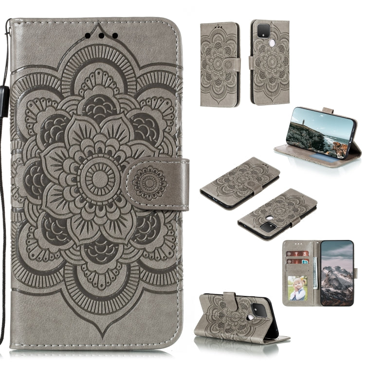 Custodia pelle sintetica mandala con supporto per Google Pixel 5, 4a 5G e 5 XL /