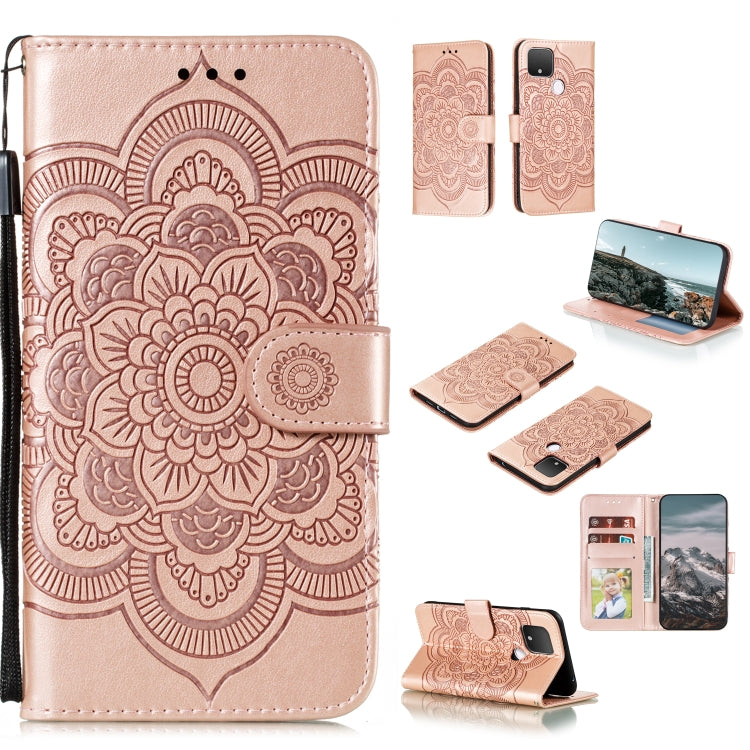 Custodia pelle sintetica mandala con supporto per Google Pixel 5, 4a 5G e 5 XL /