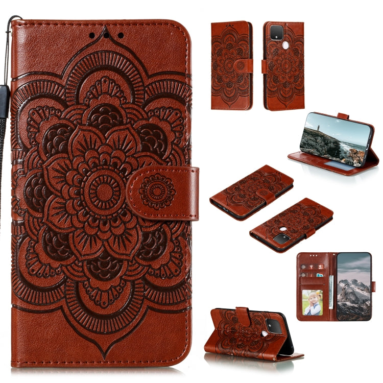 Custodia pelle sintetica mandala con supporto per Google Pixel 5, 4a 5G e 5 XL /