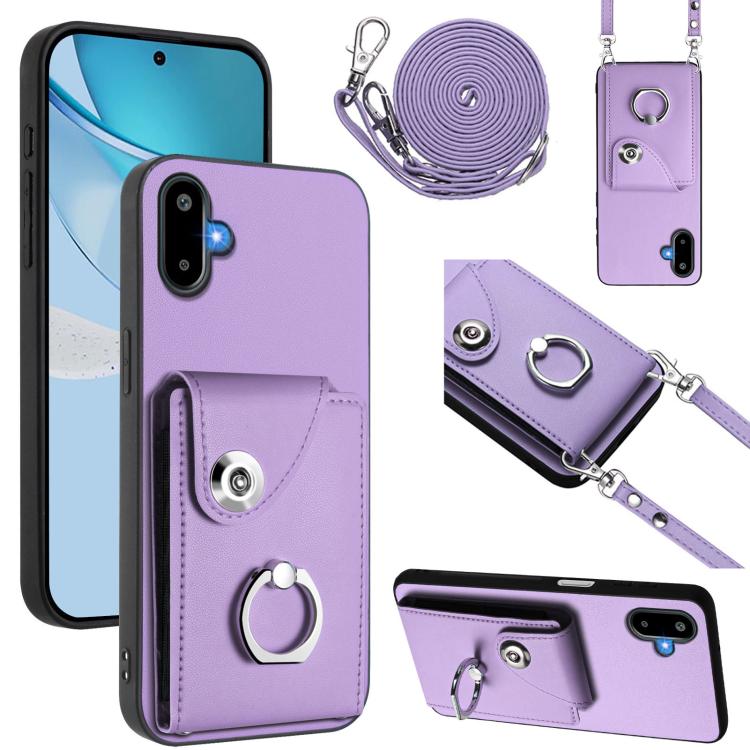 Custodia per telefono con anello porta carte e cordino lungo per Samsung Galaxy