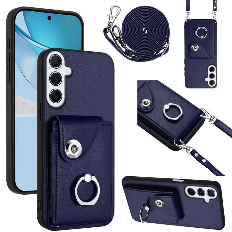 Custodia per telefono con anello porta carte e cordino lungo per Samsung Galaxy