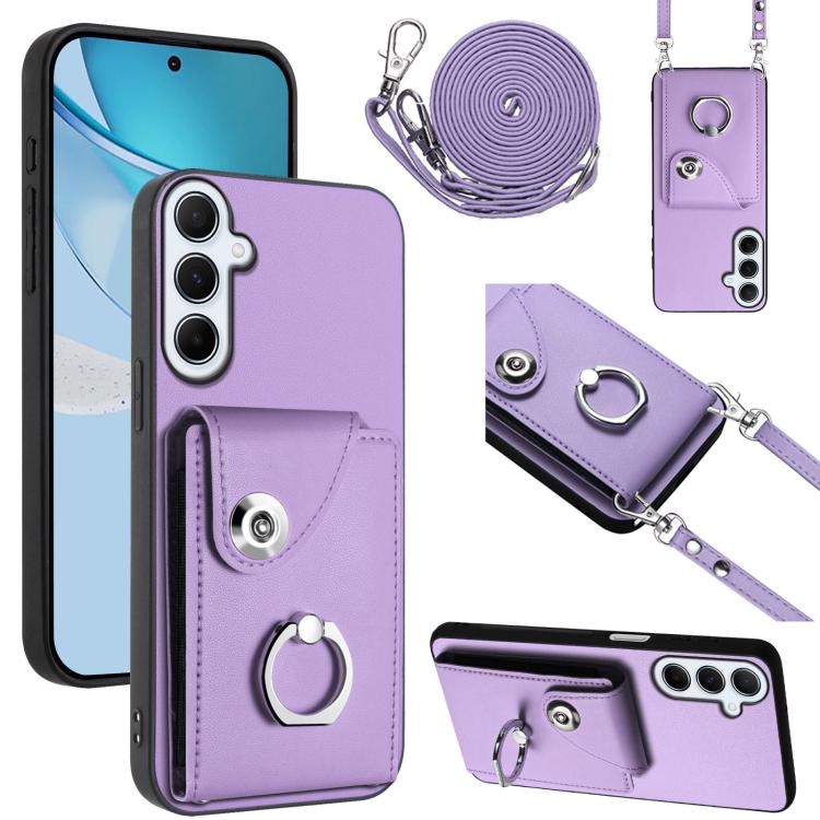 Custodia per telefono con anello porta carte e cordino lungo per Samsung Galaxy