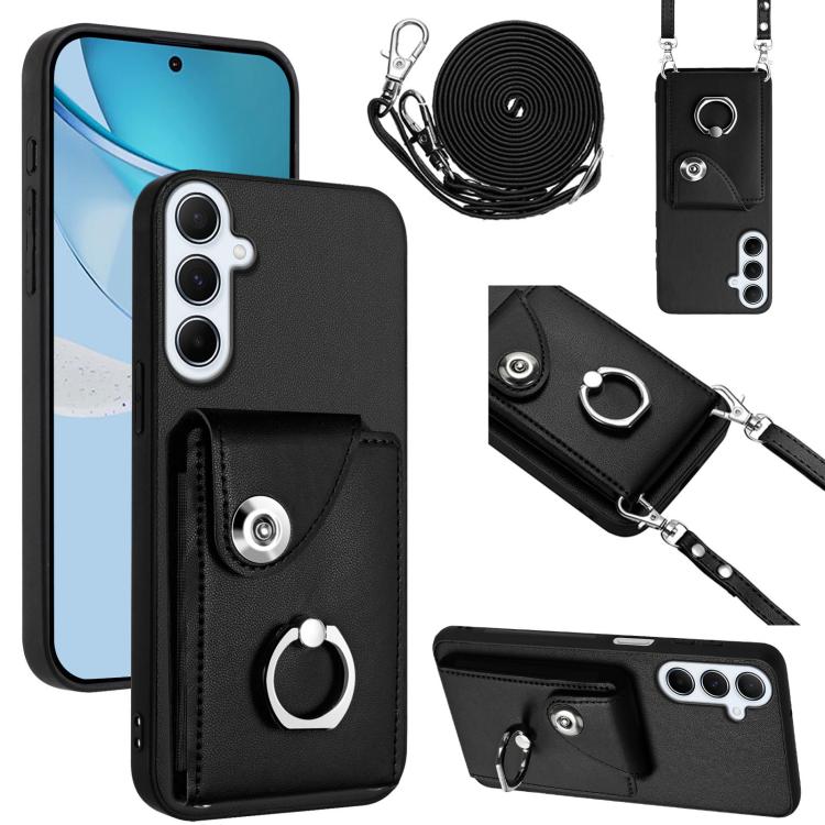 Custodia per telefono con anello porta carte e cordino lungo per Samsung Galaxy