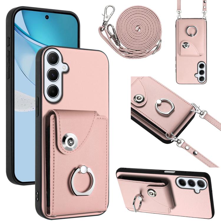 Custodia per telefono con anello porta carte e cordino lungo per Samsung Galaxy