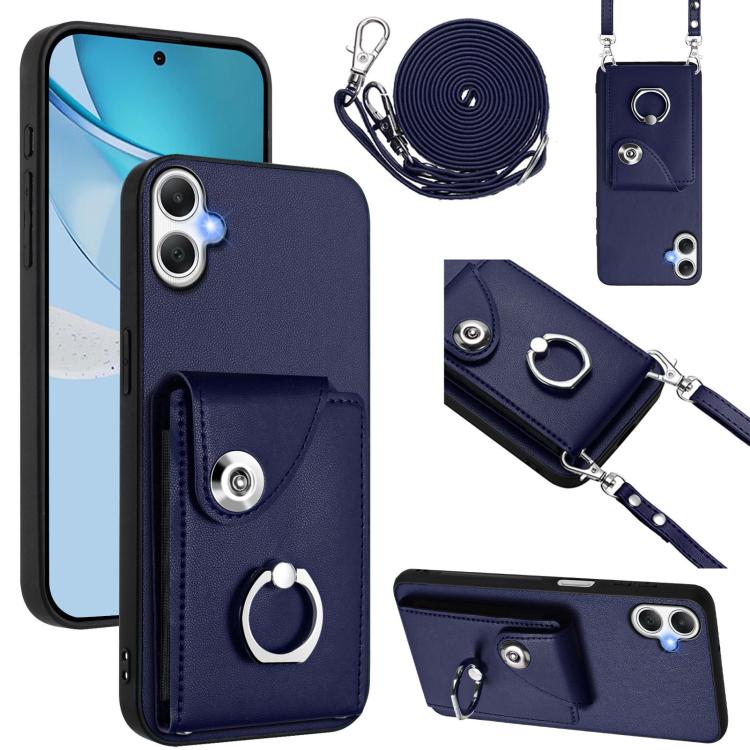 Custodia per telefono con anello porta carte e cordino lungo per Samsung Galaxy