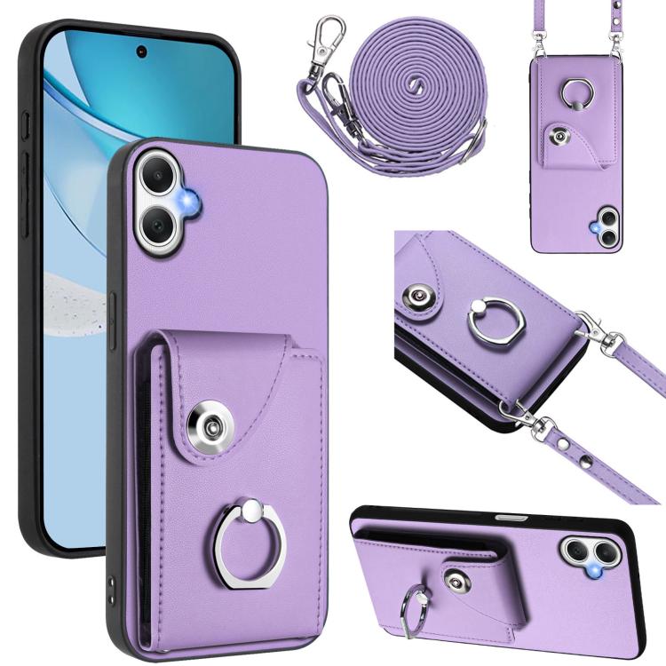 Custodia per telefono con anello porta carte e cordino lungo per Samsung Galaxy
